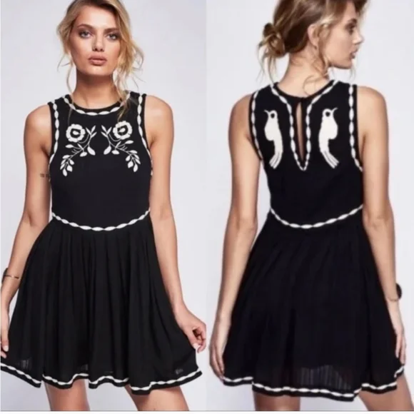 Free People Birds Of A Feather Embroidered Mini Dress / 4 - Picture 7 of 7